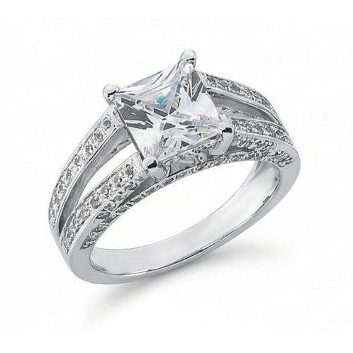 Natural Earth Mined Diamond Anniversary Fancy Ring 3.51 Carat Princess Gold White