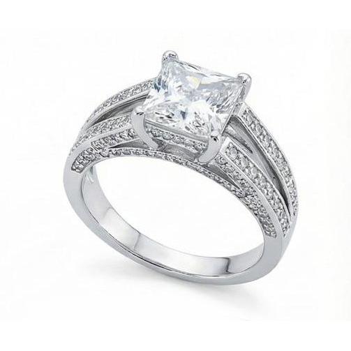 Natural Earth Mined Diamond Anniversary Fancy Ring 3.51 Carat Princess Gold White