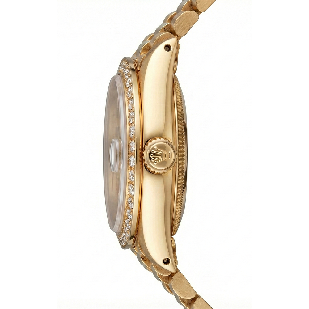 Natural Earth Mined Diamond Bezel Presidential Style Watch G Champagne Stick Dial Dj