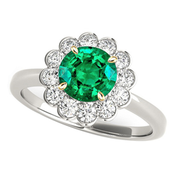 Emerald GIA-Certified Gemstone Ring 2.50 ct in 14K Two Tone Gold
