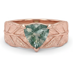 2 ct Moss Agate Colored Stone Ring in 14K Rose Gold