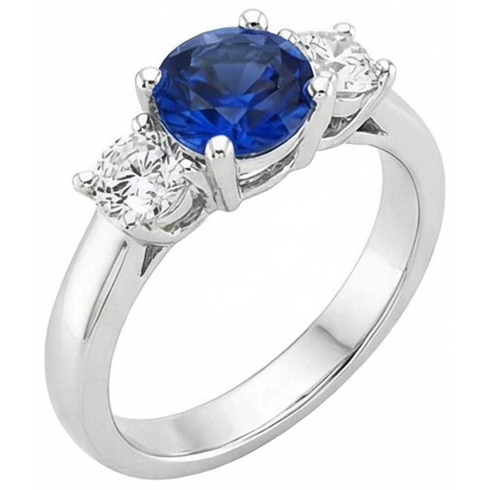 natural round sapphire 3ct ring side angle