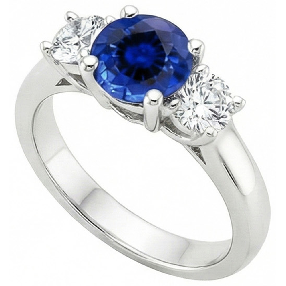 natural round sapphire 3ct ring top view