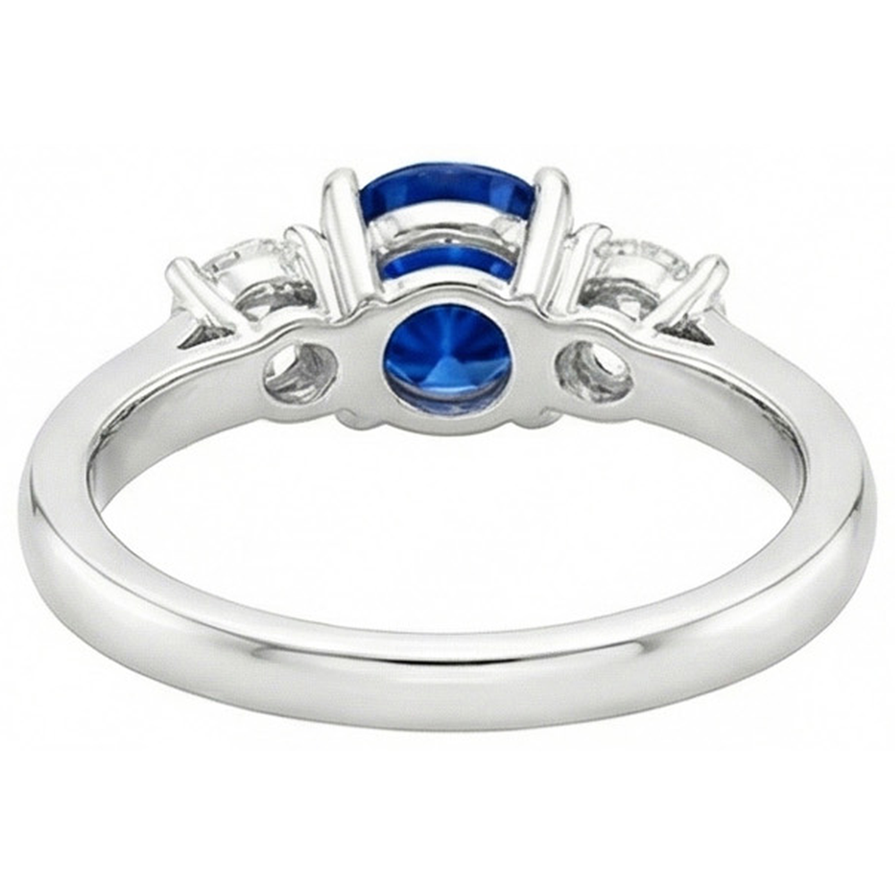 natural round sapphire 3ct ring on white background