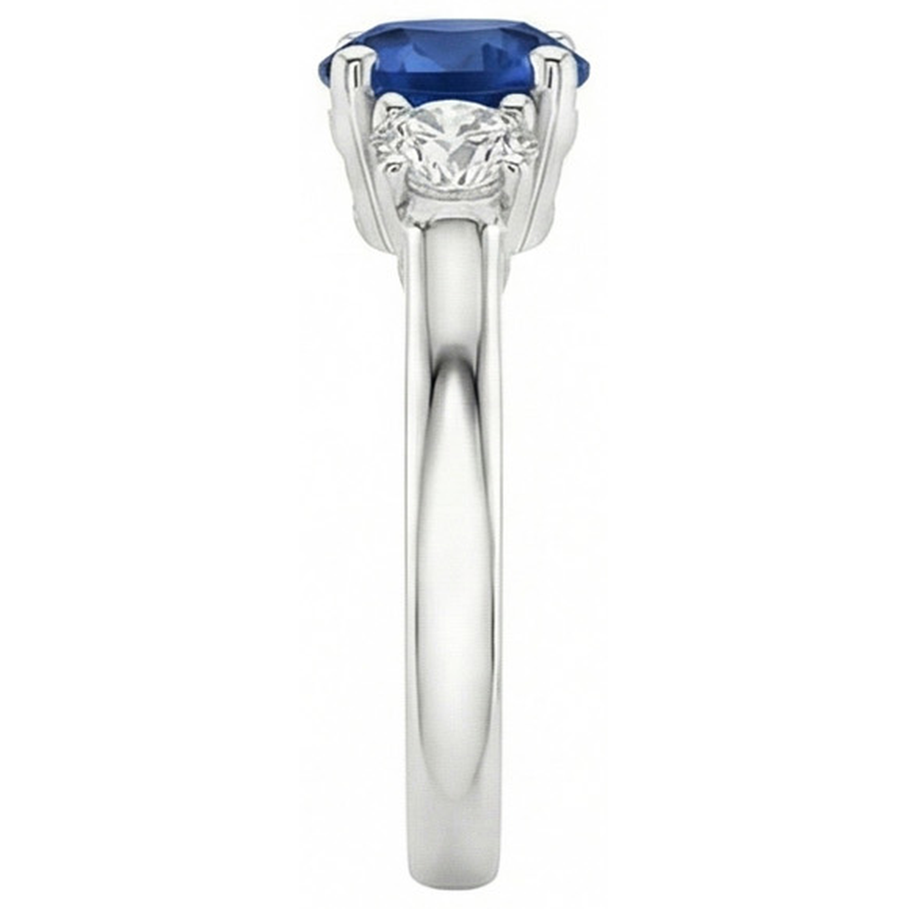 natural round sapphire 3ct ring profile view