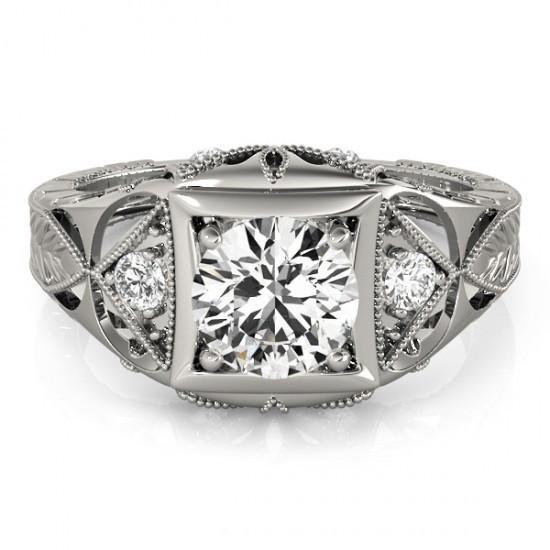 New 1 Carat Genuine Diamond Jewelry Lady Three Stone Ring Vintage 
