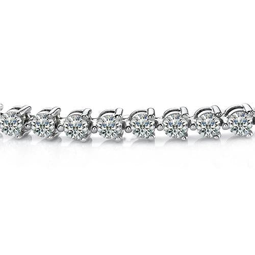 New Natural Diamond Lady Tennis Bracelet 3 Prong Set 7 Carats White Gold 14K
