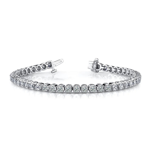 New Real Diamond Tennis Bracelet Prong Set 6.75 Carat White Gold 14K