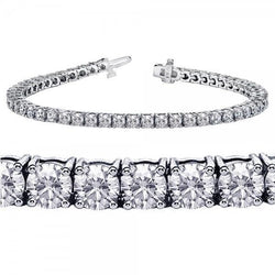 New Round Cut Real Diamond Tennis Bracelet 5 Carat White Gold 14K