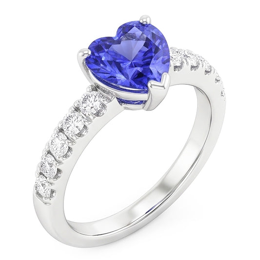 Ocean Blue Heart Sapphire Natural Earth Mined Diamond ( Not Lab Grown ) Ring