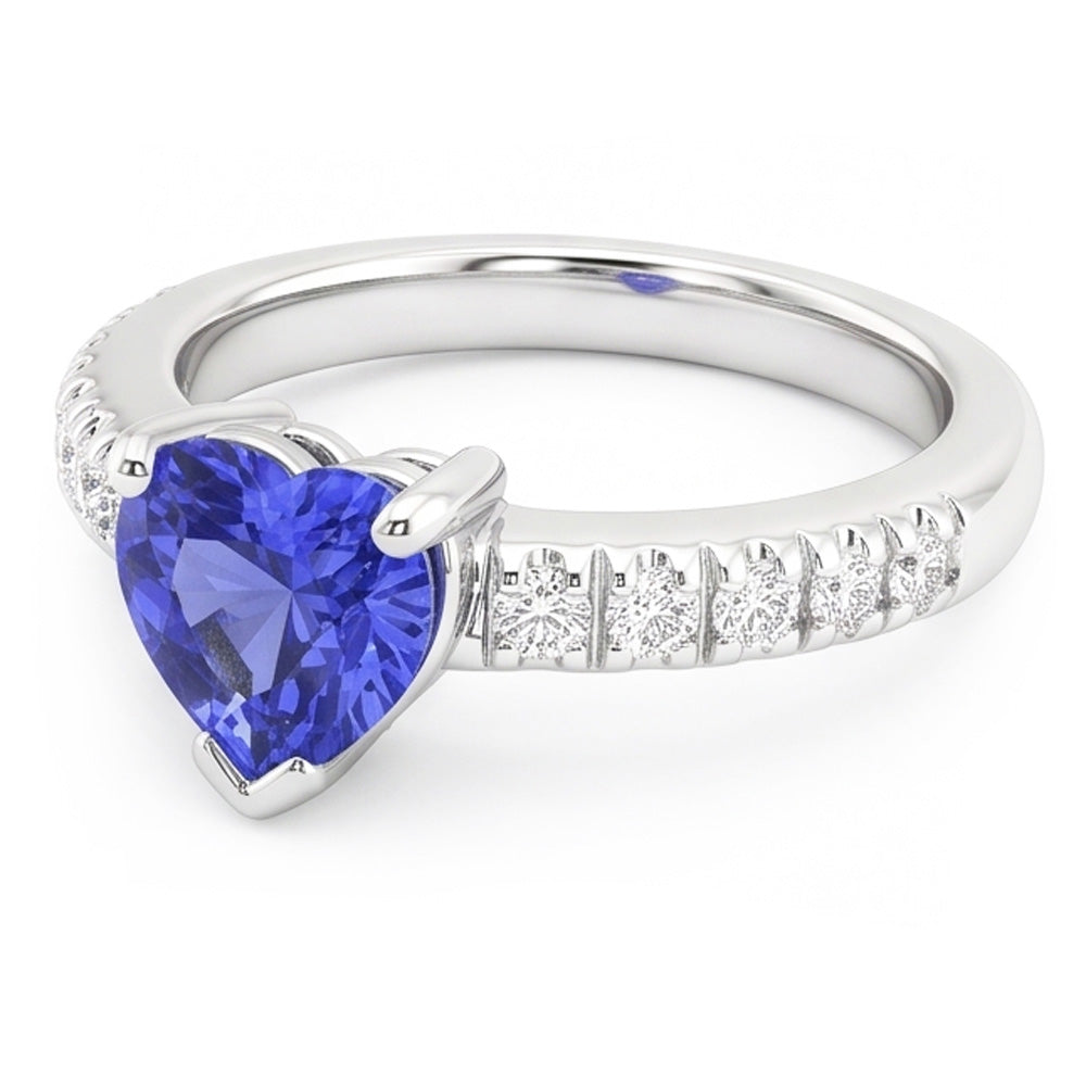 Ocean Blue Heart Sapphire Natural Earth Mined Diamond ( Not Lab Grown ) Ring