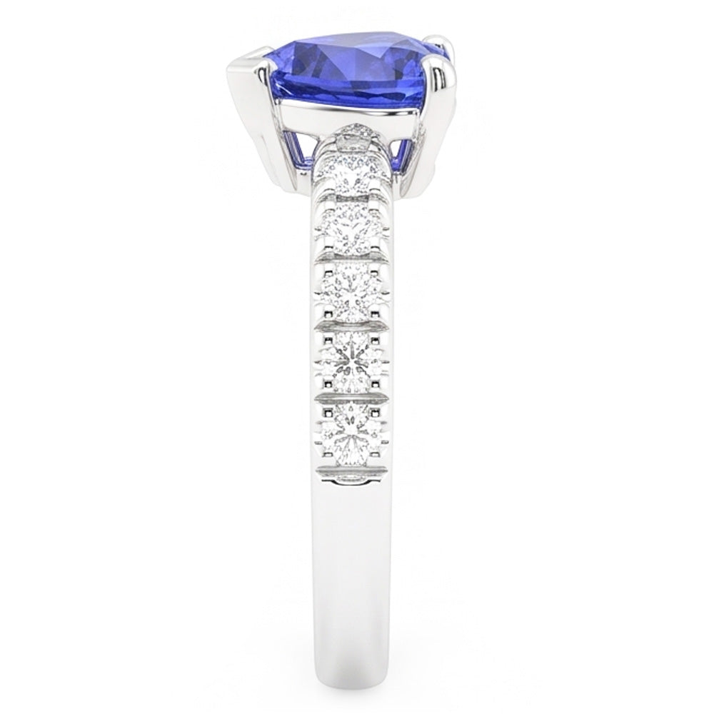 Ocean Blue Heart Sapphire Natural Earth Mined Diamond ( Not Lab Grown ) Ring