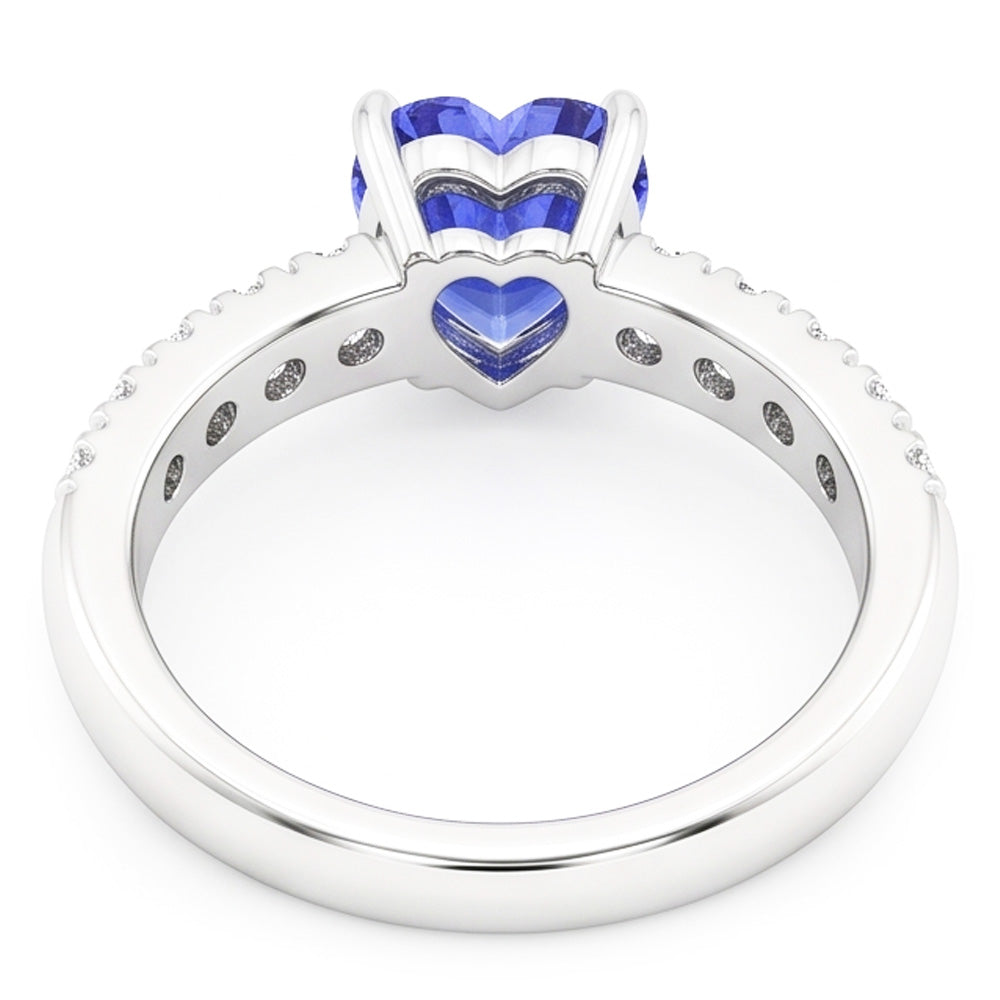 Ocean Blue Heart Sapphire Natural Earth Mined Diamond ( Not Lab Grown ) Ring
