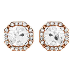 Old Mine Cut Diamond Stud Earrings in 14K Two Tone Gold – 6.25 ct