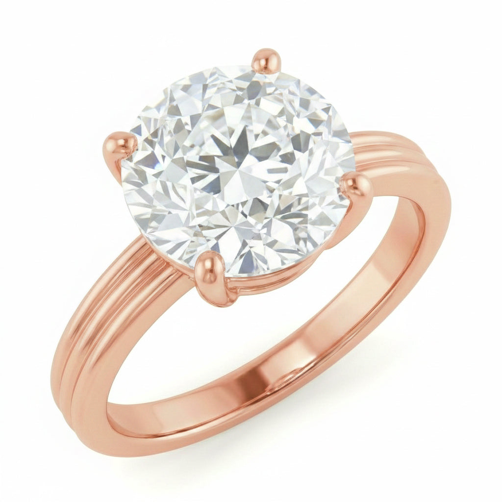 Old Mine Cut Real Natural Earth Mined Diamond Solitaire Ring 5 Carats Rose Gold Jewelry