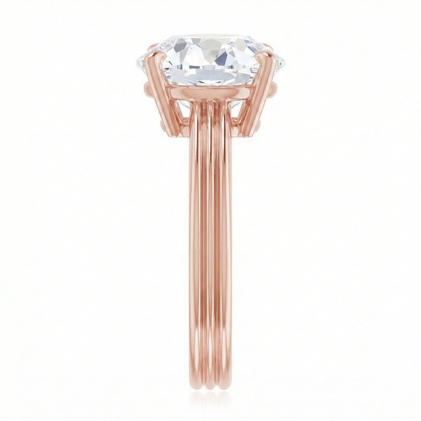 Old Mine Cut Real Natural Earth Mined Diamond Solitaire Ring 5 Carats Rose Gold Jewelry