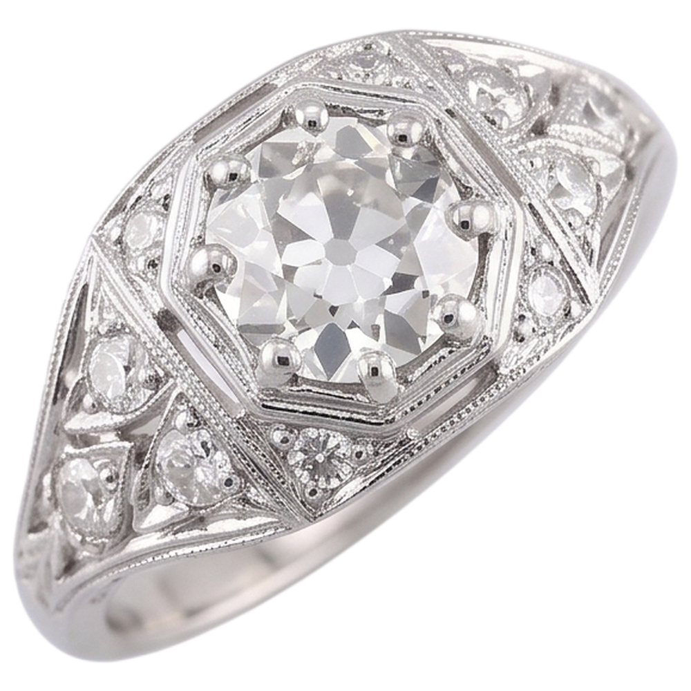 Old Miner Natural Earth Mined Diamond ( Not Lab Grown ) Ring 2 Carats White Gold 14K