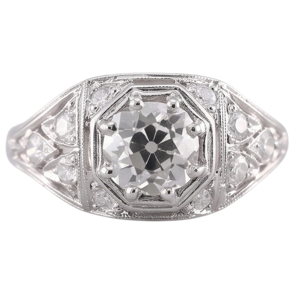 Old Miner Natural Earth Mined Diamond ( Not Lab Grown ) Ring 2 Carats White Gold 14K