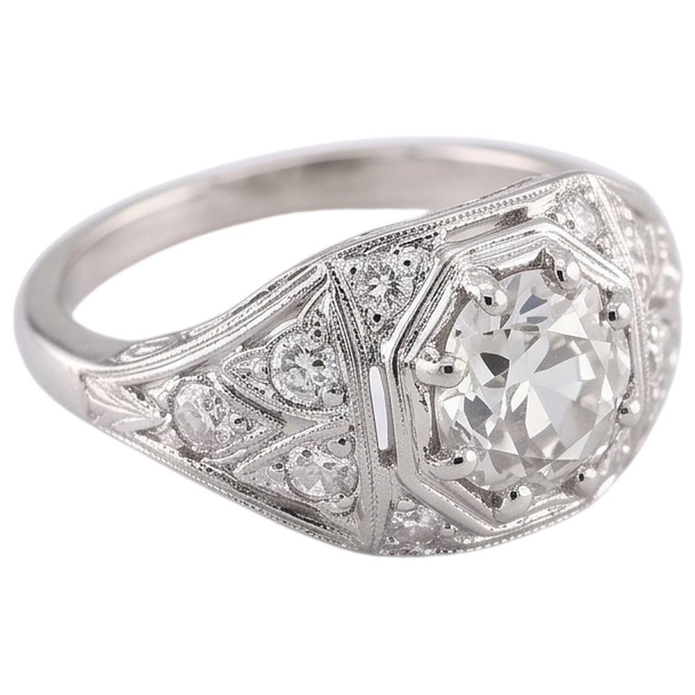 Old Miner Natural Earth Mined Diamond ( Not Lab Grown ) Ring 2 Carats White Gold 14K