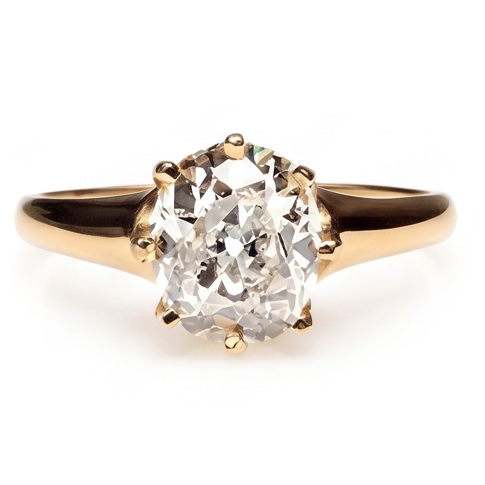 Old Miner Solitaire Real Natural Earth Mined Diamond ( Not Lab Grown ) Wedding Ring 3 Carats Yellow Gold 14K