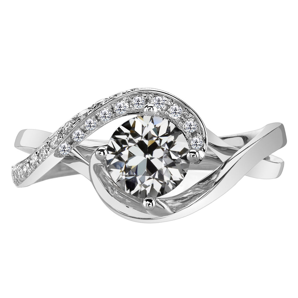 Antique Cushion Diamond ring in 14 Karat White Gold – main view