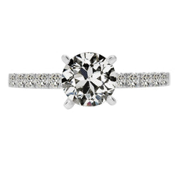 Antique Cushion Fine Diamond Accent Solitaire Ring in 14 Karat