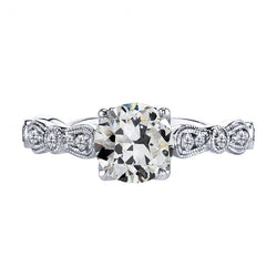 Radiant Milgrain Fine Diamond Bridal Ring – 2.50 ct 14K White