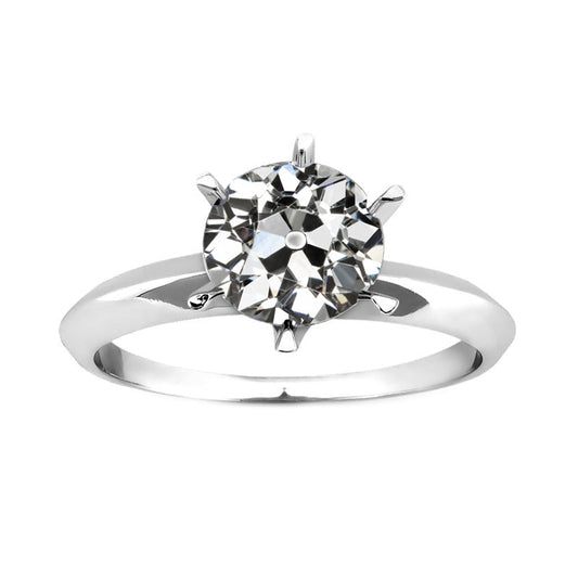 Earth-Mined Brilliant Diamond Single Stone Ring 2 ct 14K White Gold – main view