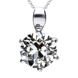 14K White Gold Pendant Necklace with Brilliant Diamond – 3.50 ct
