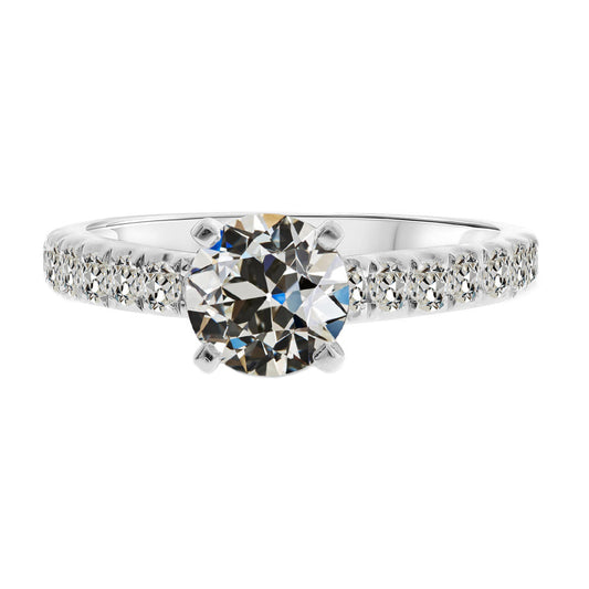 Natural Fine Diamond Solitaire Ring with Accents 2 ct 14 Karat White Gold – main view