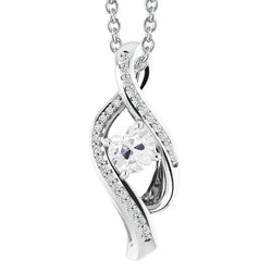 Old Cut Real Natural Earth Mined Diamond Pendant Twisted Style White Gold 14K 2.50 Carats