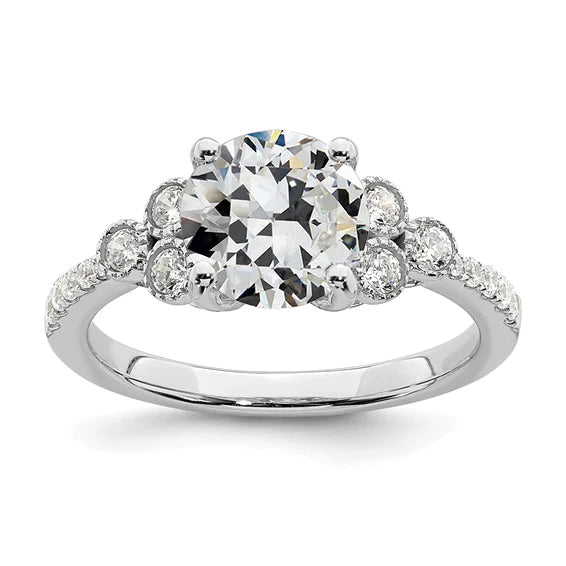 Old Cut Real Diamond Wedding Ring Prong Bezel Set 3.50 Carats Gold Jewelry