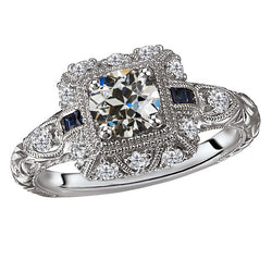 Milgrain Bridal Ring – Fine Diamond 1 ct 14 Karat White Gold
