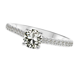 Accent Solitaire Ring 14K White Gold – Diamond Old Mine Cut 2 ct