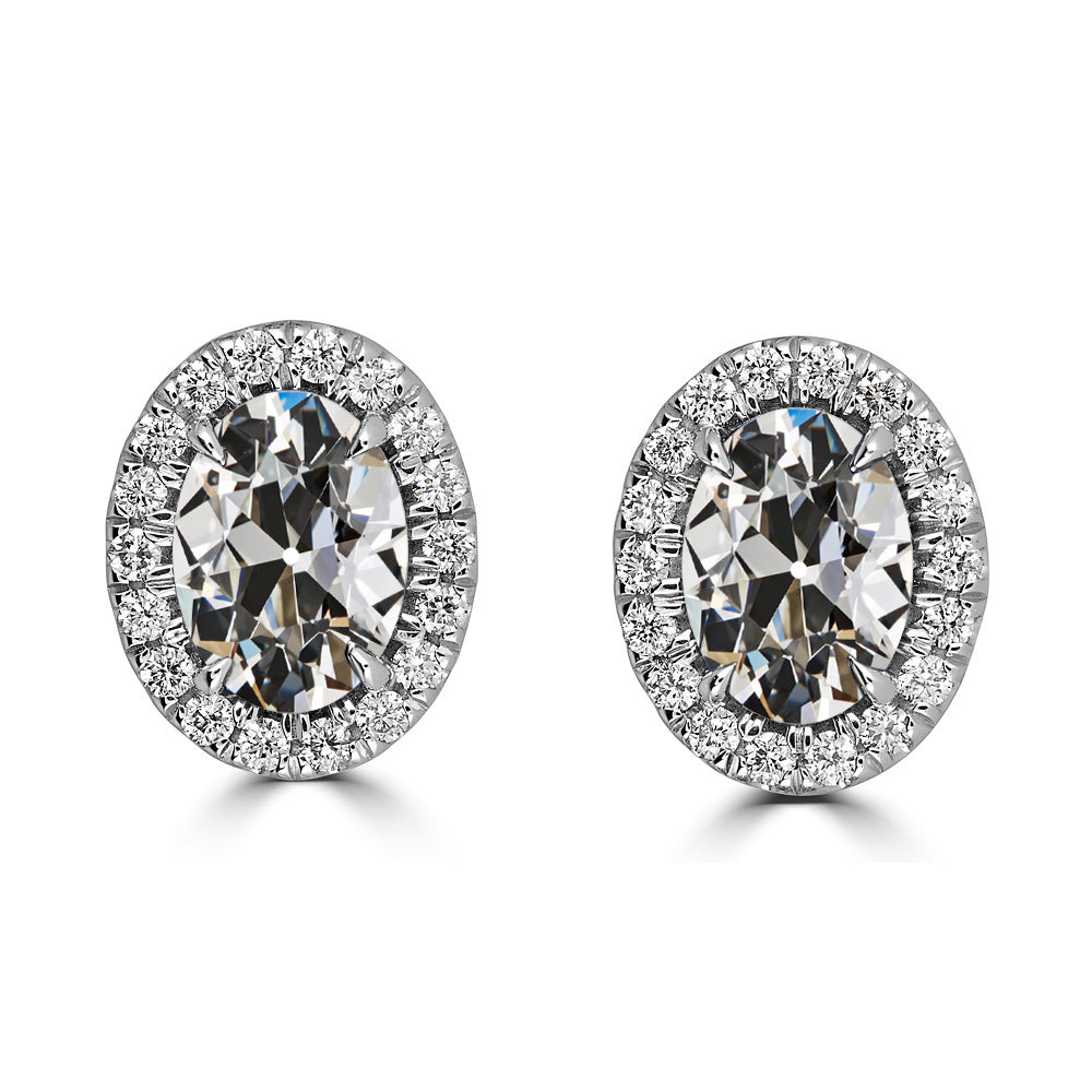 Natural Fine Diamond Stud Earrings 9.25 ct 14 Karat White Gold – main view