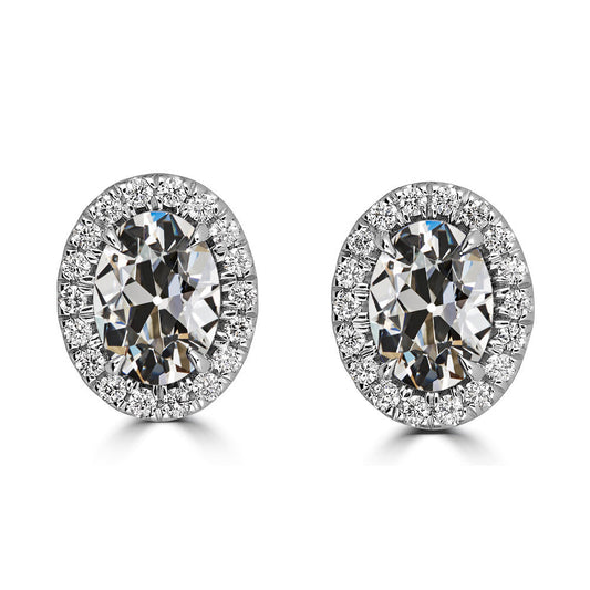 Natural Fine Diamond Stud Earrings 9.25 ct 14 Karat White Gold – main view