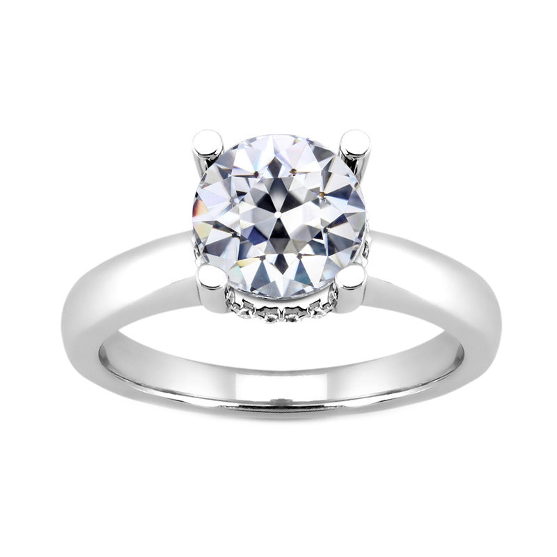 Old Mine Cut Diamond ring in 14K White Gold – main view