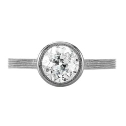 Old European Solitaire Ring Round Bezel Set 1.25 Carats Real Natural Earth Mined Diamond Vintage Style