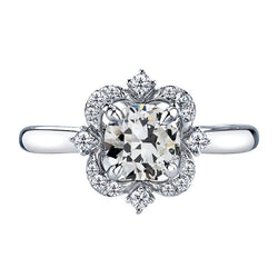 2 ct Fine Diamond Halo Setting Ring in 14 Karat White Gold