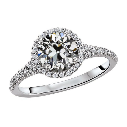 Genuine Brilliant Diamond Halo Engagement Ring – main view