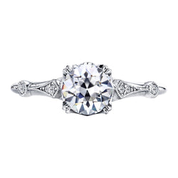 Luxury Solitaire Ring with Accents with Antique Cushion Fine