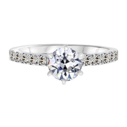 Sophisticated Solitaire Ring with Accents with Old Mine Cut