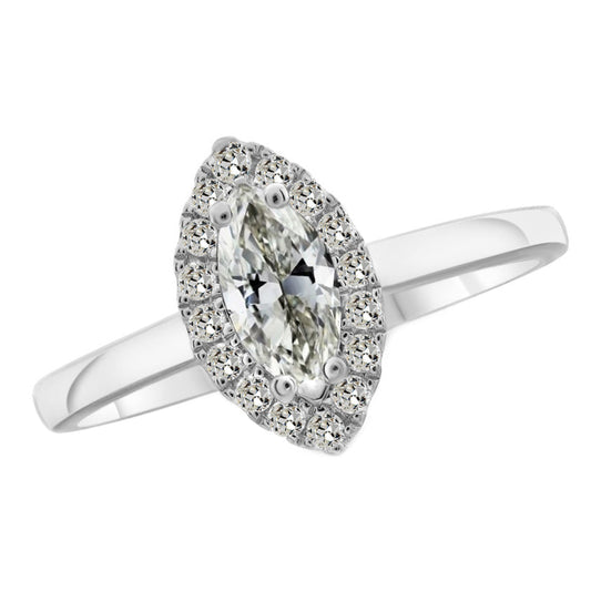 Halo Engagement Ring 14 Karat White Gold with Diamond – main view