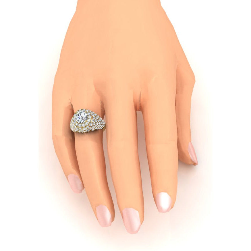 Old Mine Cut Natural Diamond Cluster Ring Gold 6.50 Carats Women's Jewelry