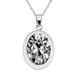 14K White Gold Antique Cushion Diamond Pendant Necklace 4.50 ct