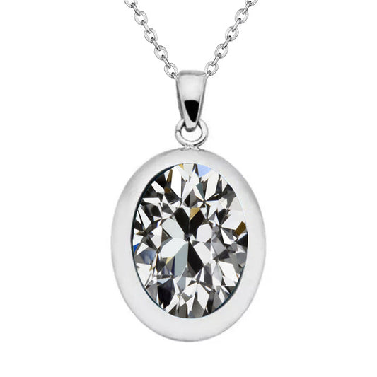 Diamond Old Mine Cut Pendant Necklace in 14K White Gold – main view