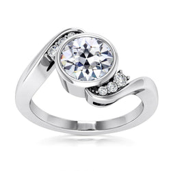 Old Mine Cut Real Natural Earth Mined Diamond Ring Bezel Set Tension Style 2.75 Carats