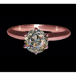 Old Mine Cut Real Natural Earth Mined Diamond Solitaire Ring Rose Gold 2.51 Carats