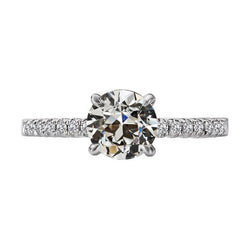 Old Mine Cut Round Real Natural Earth Mined Diamond Solitaire Ring With Accents 3.50 Carats