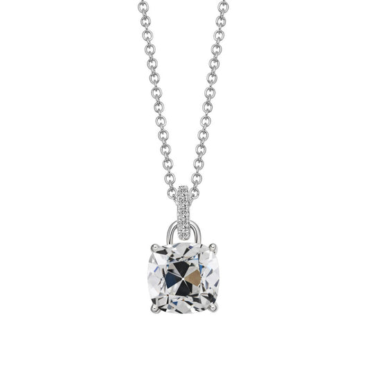 Fine Diamond Cushion Cut Drop Pendant in 14K White Gold – main view